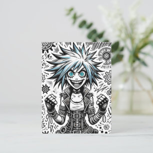 animerad tecknad munterbar originalbild blu_ögon b inbjudan vykort