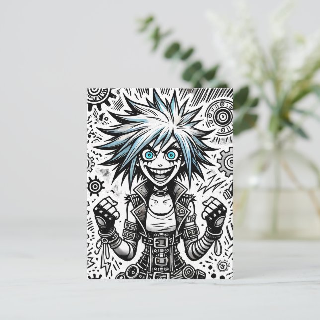animerad tecknad munterbar originalbild blu_ögon b inbjudan vykort (Stående Fram)