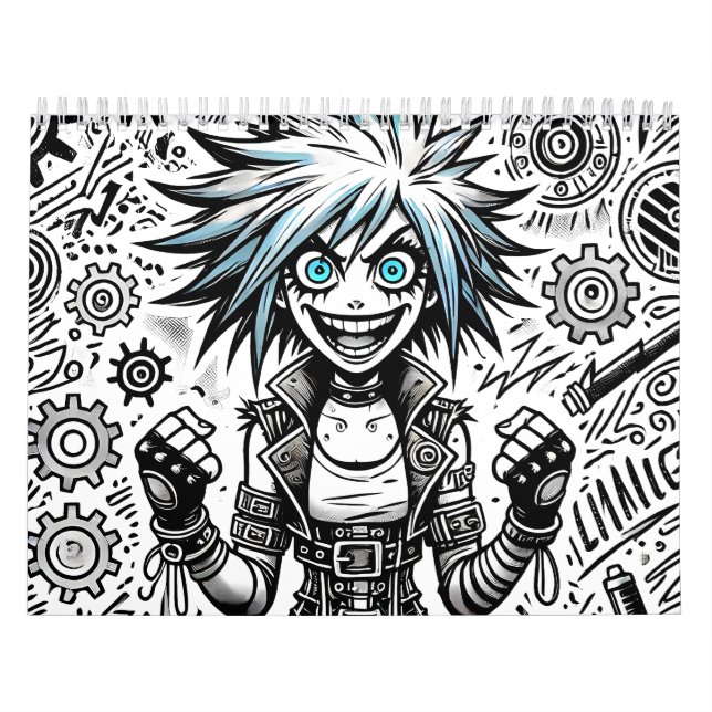 animerad tecknad munterbar originalbild blu_ögon b kalender (Omslag)