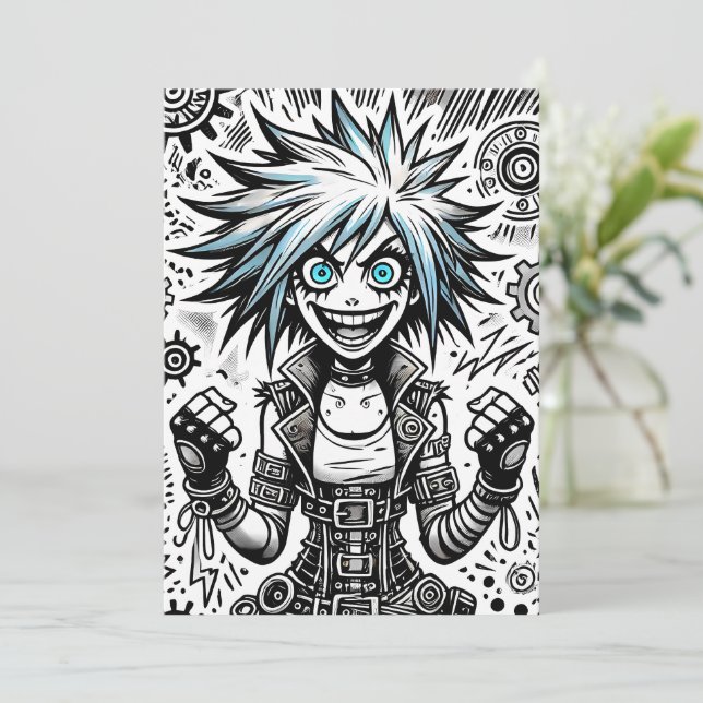 animerad tecknad munterbar originalbild blu_ögon b spara datumet (Stående Fram)