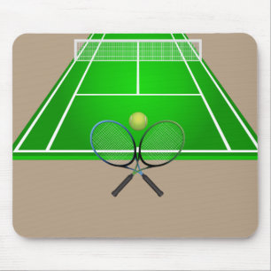 Animerad Tennis Court och rackets Musmatta