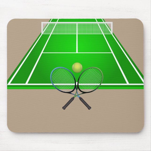 Animerad Tennis Court och rackets Musmatta (Framsidan)