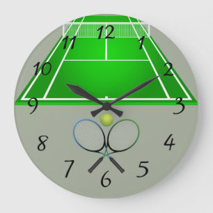 Animerad Tennis Court och rackets Stor Klocka
