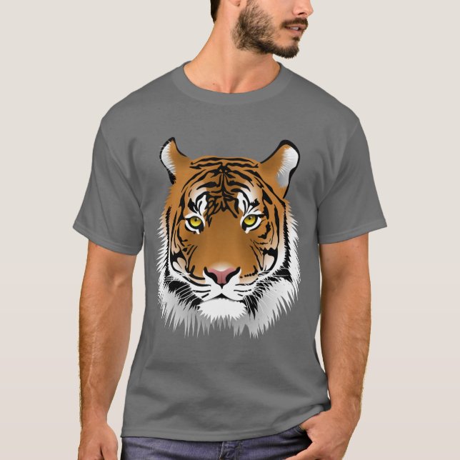 Animerad Tiger Ansikte Tee Shirt (Framsida)