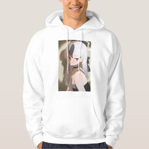 animerad tjej klär spotlight necklace bog vitt hår hoodie