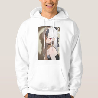 animerad tjej klär spotlight necklace bog vitt hår hoodie