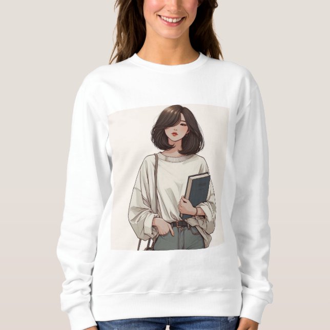 Animerad tryckt Sweatshirt for Women | Vinterkläde T Shirt (Framsida)