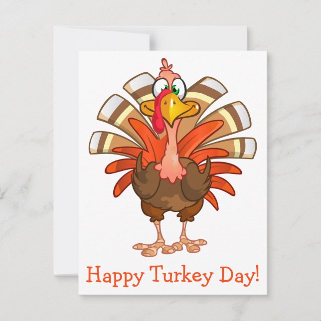 Animerad Turkiet Thanksgiving Greeting Card Julkort (Framsida)