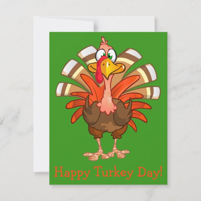 Animerad Turkiet Thanksgiving Greeting Card Julkort (Framsida)