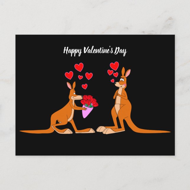 Animerad Valentindagen Kangaroos vykort (Framsida)