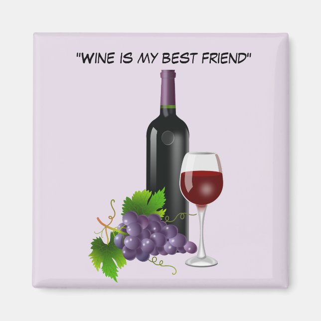 Animerad vin flaska med glas magnet (Framsidan)