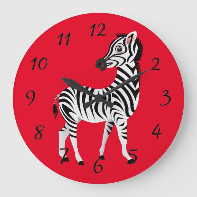 Animerad Zebra-profil Poster Stor Klocka (Framsida)
