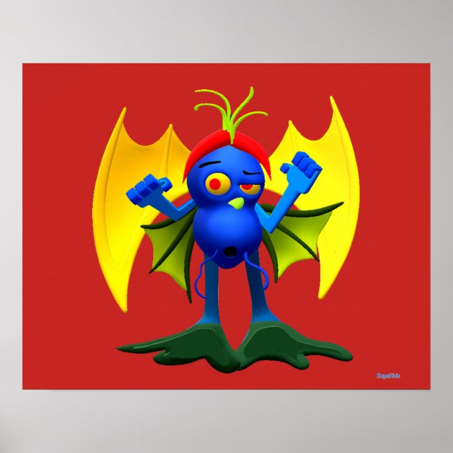 Animeradens monstertecken med Vingar Poster (Framsidan)