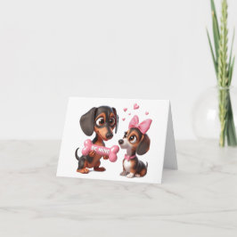 Animerat Dachshund Alla hjärtans dag-kort Kort