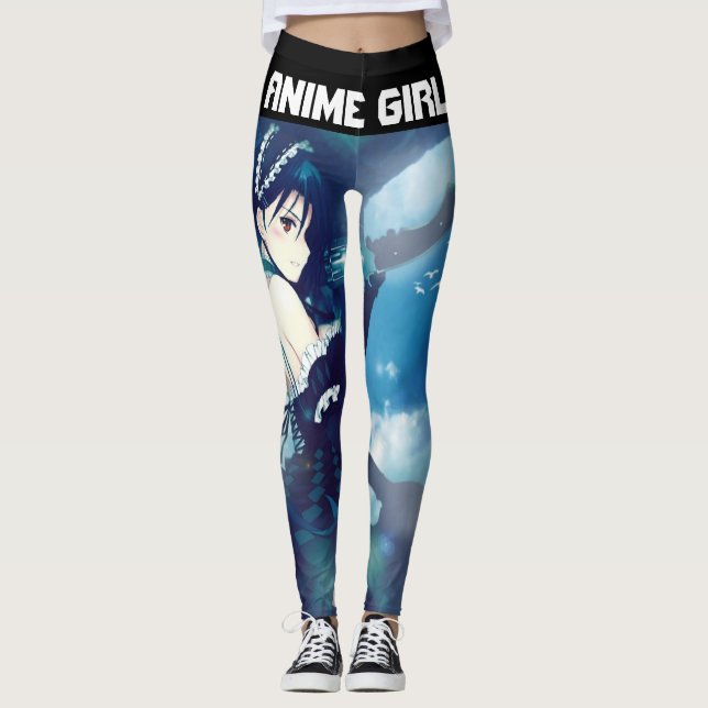 Animering Girl & Sword Design Leggings (Framsida)