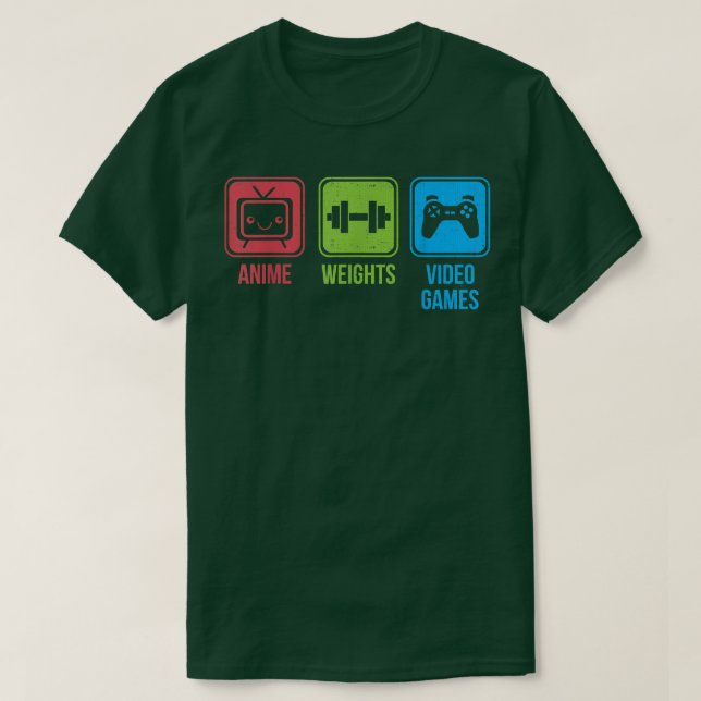 Animering, vikt, videospel Otaku-workout  T Shirt (Design framsida)