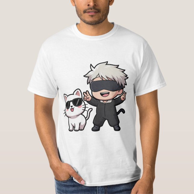Animeringstecken och blåsande katt t shirt (Framsida)