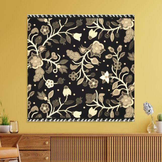 Anishinaabe Floral Beaded Applique Art Canvastryck (Insitu (Vardagsrum))