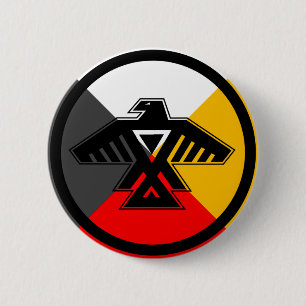 Anishinaabe Thunderbird i de fyra riktningarna Knapp
