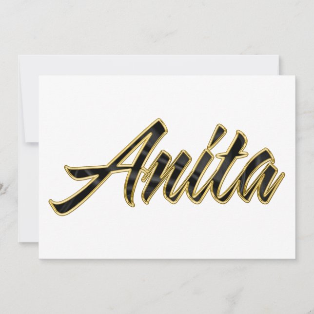 Anita black gold Lettering Karte Kort (Framsida)