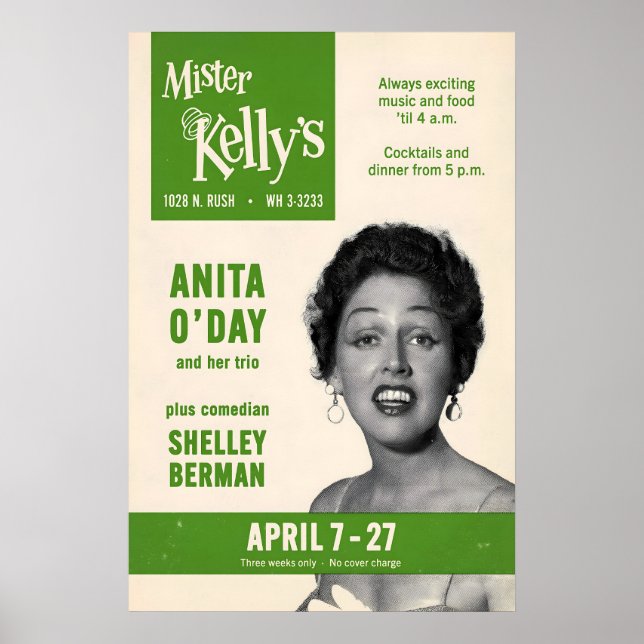 Anita O'Day jazzaffisch - Mister Kelly's - Chicago Poster (Framsidan)