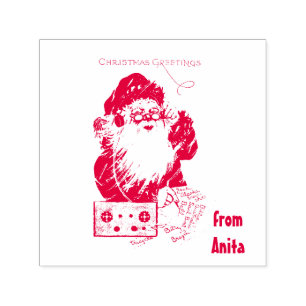 ANITA ~ SANTA ~ GOD JUL HÄLSNING ~ SJÄLVFÄRGANDE STÄMPEL