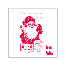 ANITA ~ SANTA ~ GOD JUL HÄLSNING ~ SJÄLVFÄRGANDE STÄMPEL