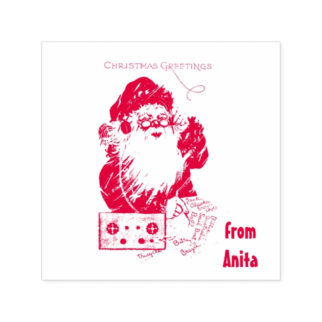 ANITA ~ SANTA ~ GOD JUL HÄLSNING ~ SJÄLVFÄRGANDE STÄMPEL (Design)