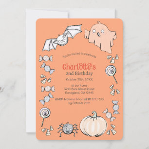 Aniversario de los niños de Halloween de dulce dul Inbjudningar