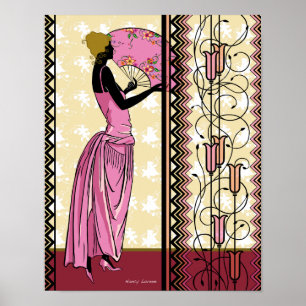 Anjanette i Rosa och Guld Poster