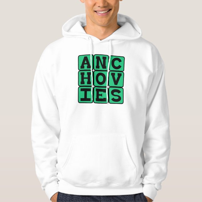 Anjovis, Smaklig Salladstillbehör Sweatshirt Med Luva (Framsida)