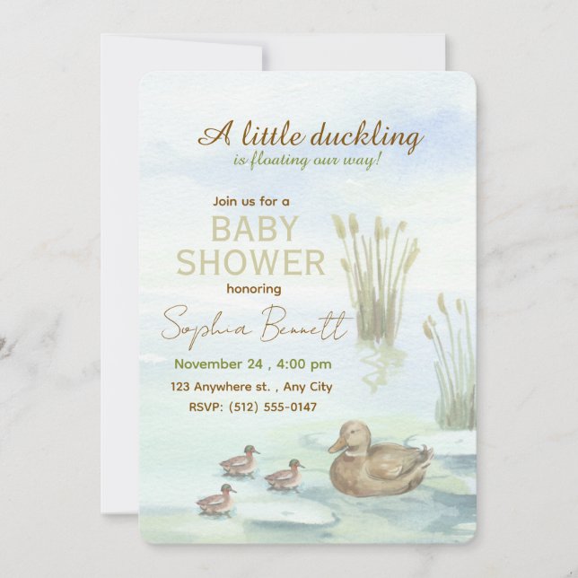 Ank & ankungar baby shower inbjudan (Framsida)