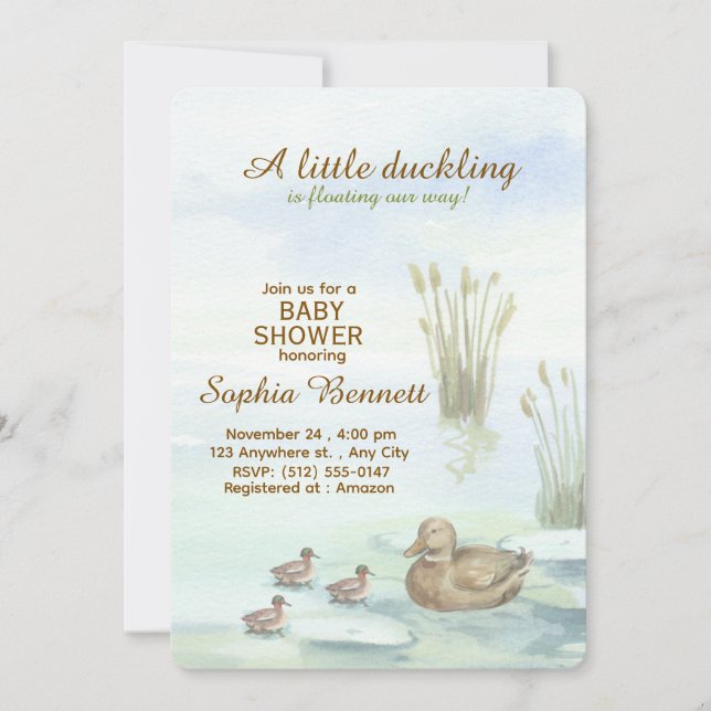 Ank & ankungar baby shower inbjudan (Framsida)