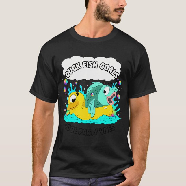 Ank Fisk Mål â€“ Rollig Poolparty Djur Karikatyr T Shirt (Framsida)