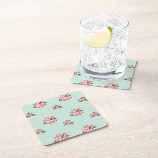 Anka äggblått blommigt underlägg papper kvadrat (Insitu)
