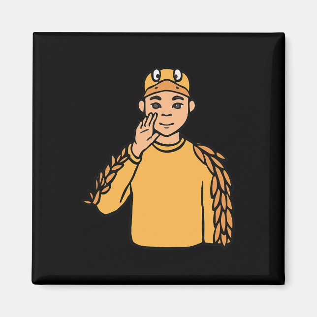 Anka Animal ASL Hand Gesture Döv Hearing Loss Awa Magnet (Framsidan)