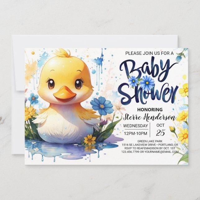 Anka Baby Shower Äventyr Inbjudningar (Framsida)