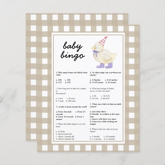 Anka - Baby Trivia | Barnstödsspel (Fram/baksida)