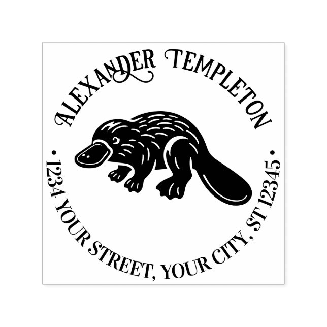 Anka Billed Platypus #2P Namn Returadress Självfärgande Stämpel (Design)