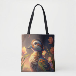 Anka Bird Animal Porträtt Painting Wildlife Ponds Tygkasse