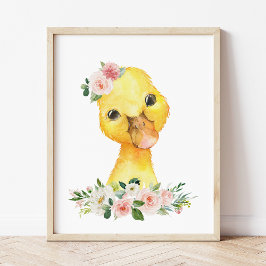 Anka, Boskap, Rosa Flowers, Girl Nursery Poster