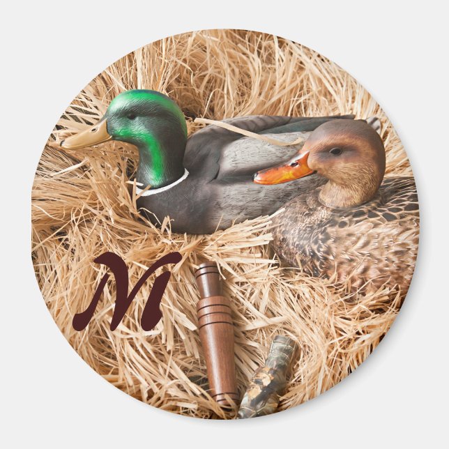 Anka Call Mallard Drake Monogram första magnet (Framsidan)