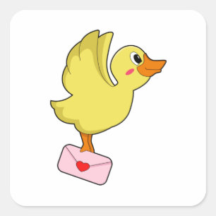 Anka Carrier pigeon Brev Fyrkantigt Klistermärke