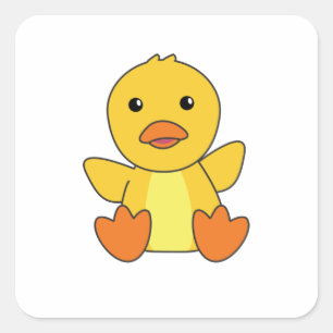 Anka Cute Ankor Ducklings Baby Bird Fyrkantigt Klistermärke