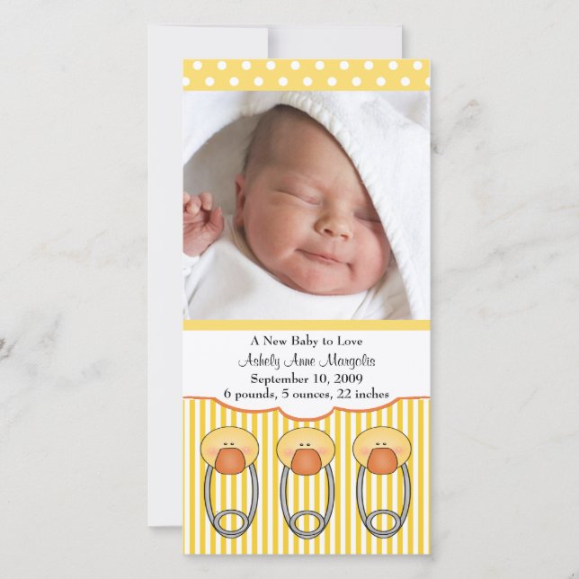 Anka Diaper Stift PHOTO Birth Notice Meddelande (Framsida)