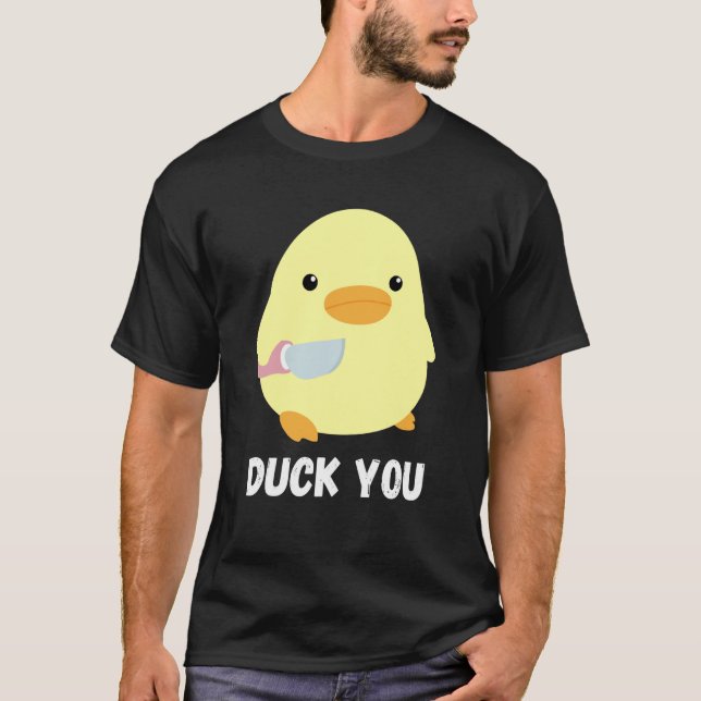 Anka, du Anka med Knivar Humorist T Shirt (Framsida)
