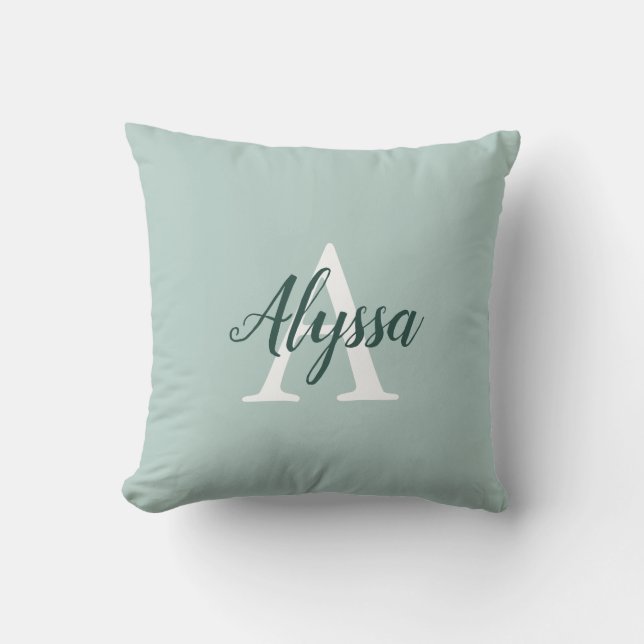 Anka Egg Grönt Monogram Script Dekorativ kudde (Framsida)