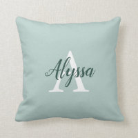 Anka Egg Grönt Monogram Script Dekorativ kudde