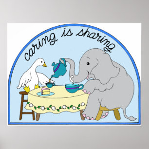 Anka & elefant som att bry sig & delar Teapartyet Poster