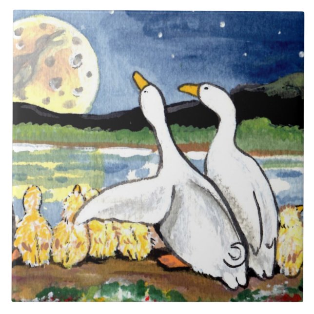 Anka Family Ducklings Watch Måne 6-tums Tile Trive Kakelplatta (Framsidan)